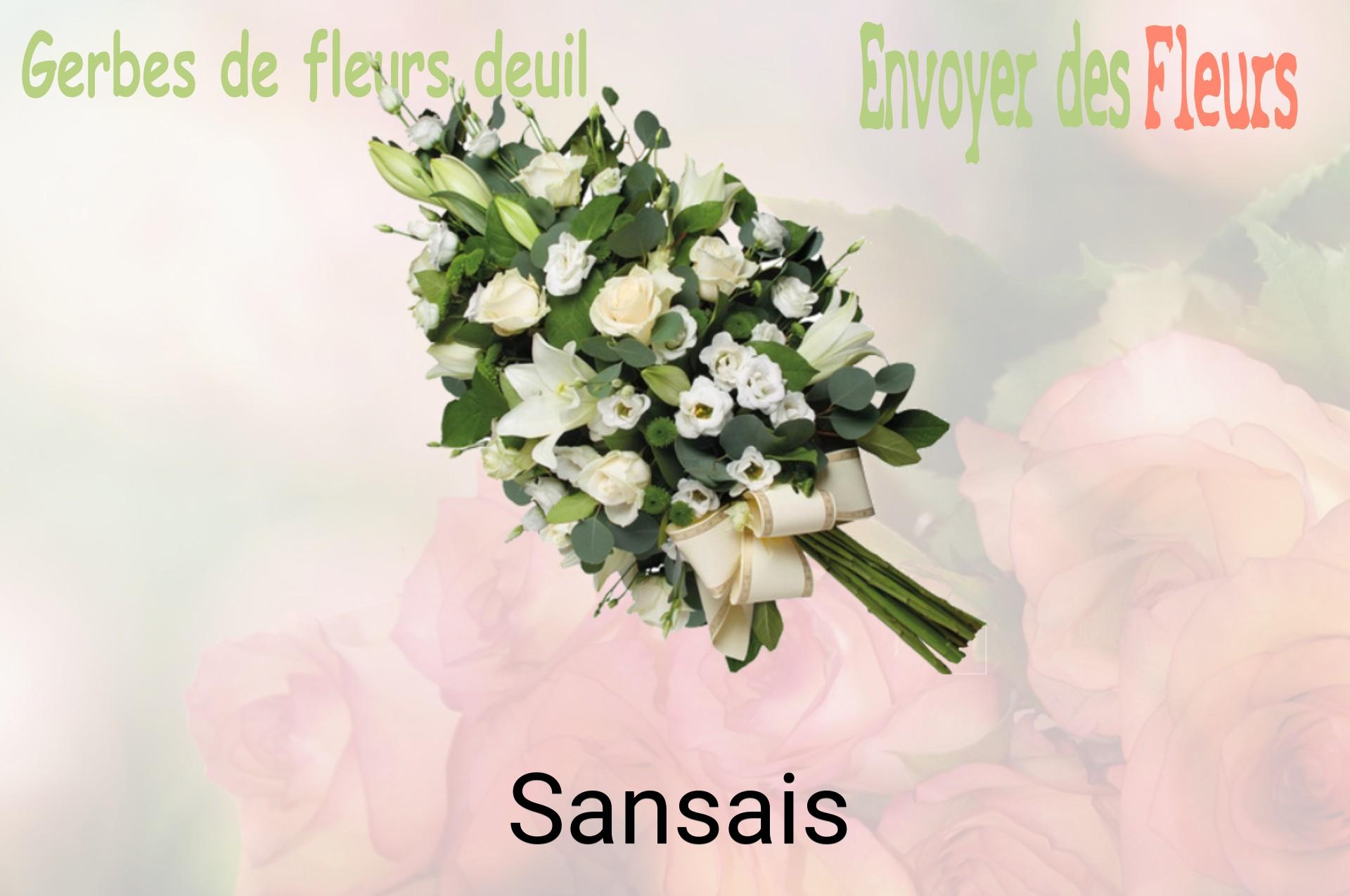 Gerbe de fleurs de deuil livrée à Sansais